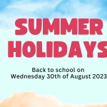 Back to School on Wednesday 30th August 2023